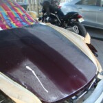 Before and after photographs of a damaged Porsche that was repaired by Elite Paint & Body Shop in West Palm Beach, Florida.